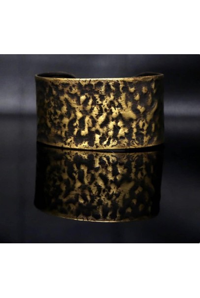 Brass embossed oxidised cuff